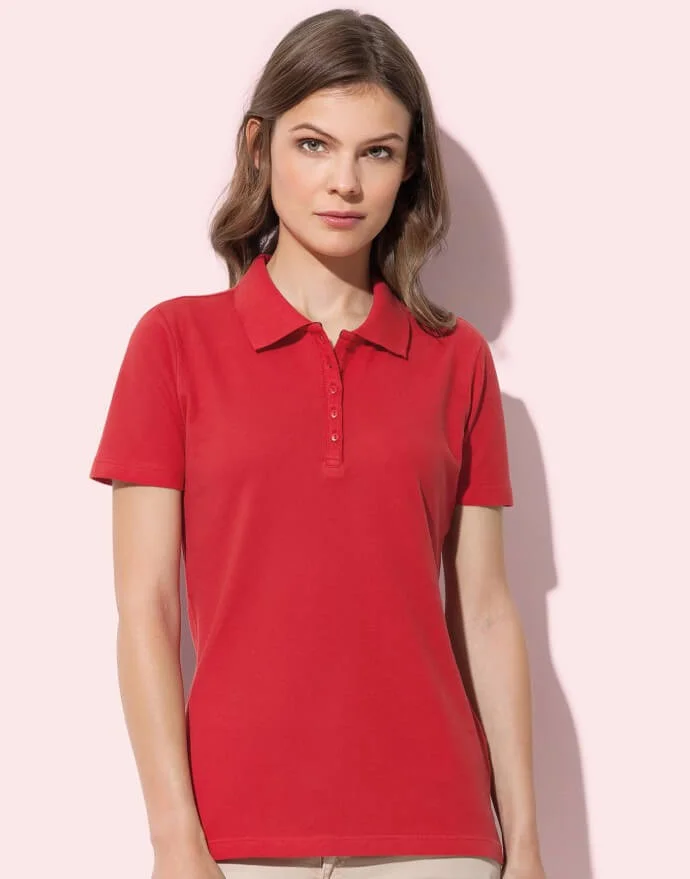 rotes Damen-Poloshirt, personalisierte Kleidung