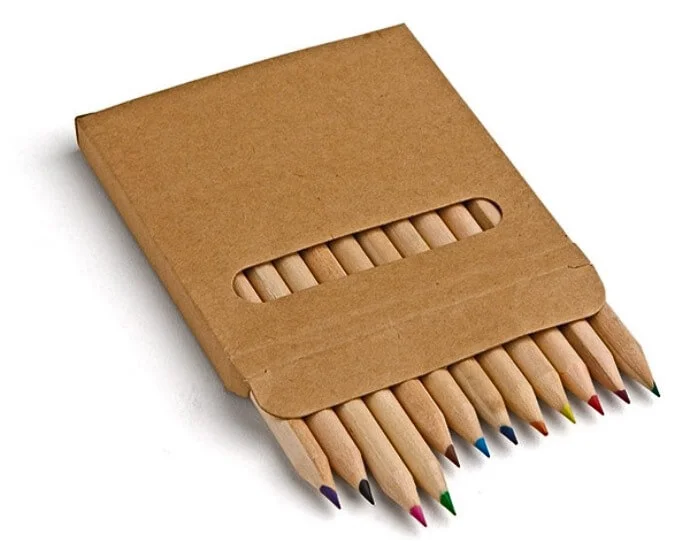 crayons écologiques sur un imprimé burger